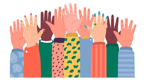 Hände in verschiedenen Hautfarben